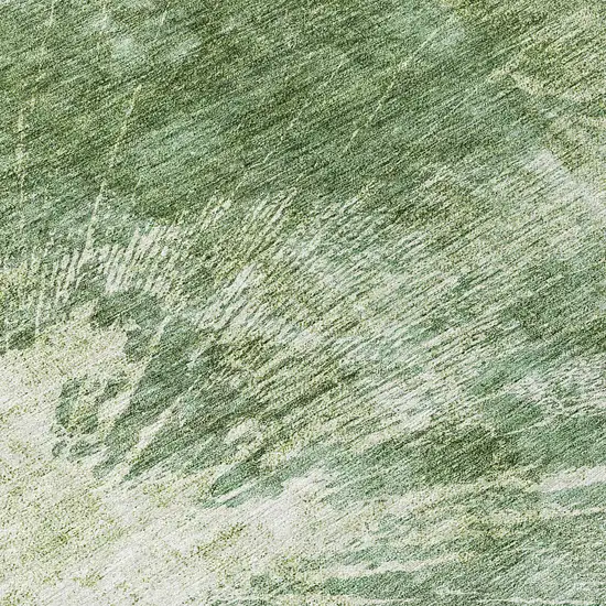 8' Fern Green And Artichoke Green Round Abstract Washable Indoor Outdoor Area Rug Photo 9
