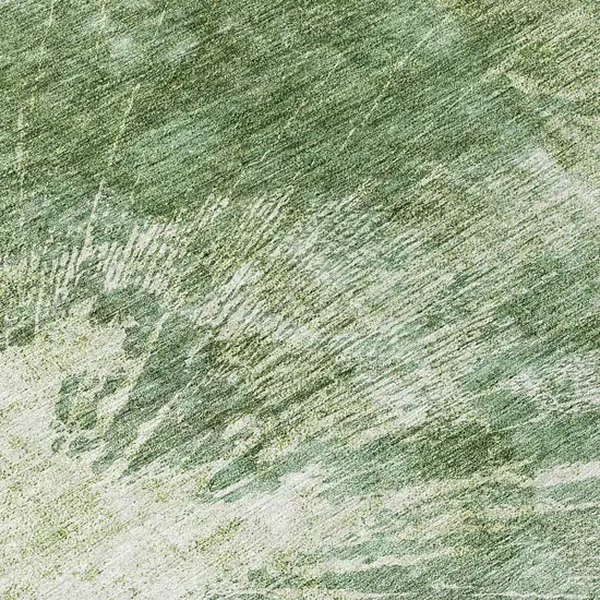 8' Fern Green And Artichoke Green Round Abstract Washable Indoor Outdoor Area Rug Photo 9