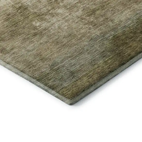 8' Fern Green And Beige Abstract Washable Round Rug With UV Protection Photo 6