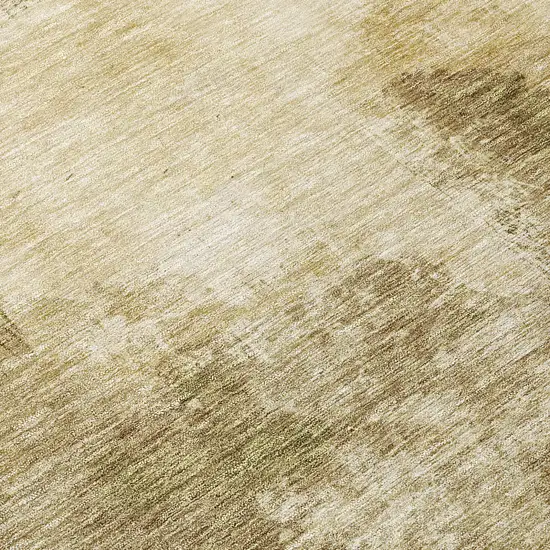 8' Fern Green And Beige Round Abstract Washable Indoor Outdoor Area Rug Photo 9