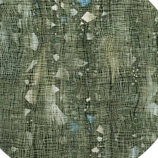 8' Fern Green And Blue Abstract Washable Round Rug With UV Protection Photo 3