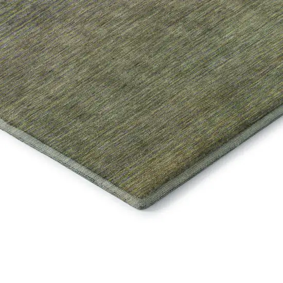 8' Fern Green And Blue Striped Washable Area Rug With UV Protection Photo 7