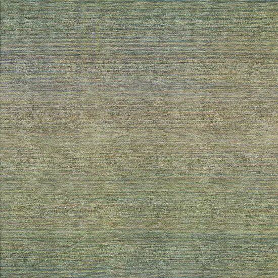 8' Fern Green And Blue Striped Washable Area Rug With UV Protection Photo 2