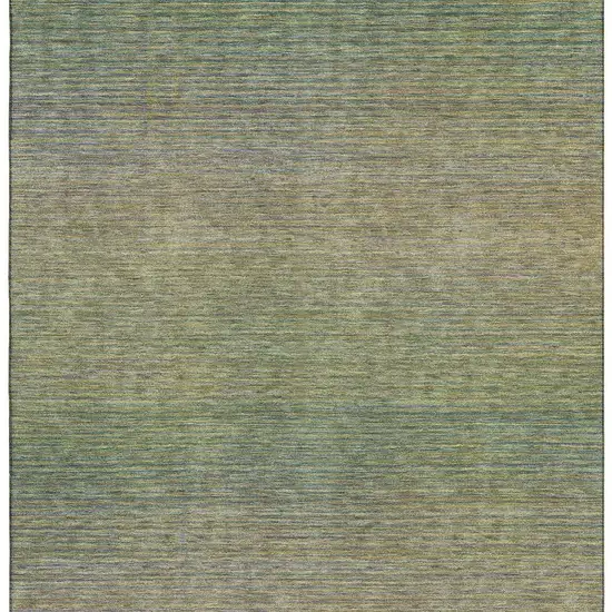 8' Fern Green And Blue Striped Washable Area Rug With UV Protection Photo 3