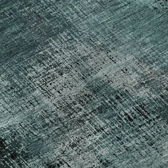 8' Fern Green And Charcoal Abstract Washable Round Rug With UV Protection Photo 9