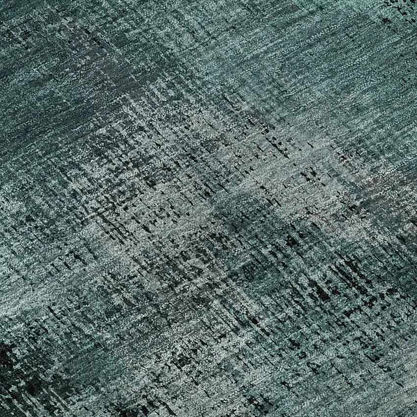 8' Fern Green And Charcoal Abstract Washable Round Rug With UV Protection Photo 9