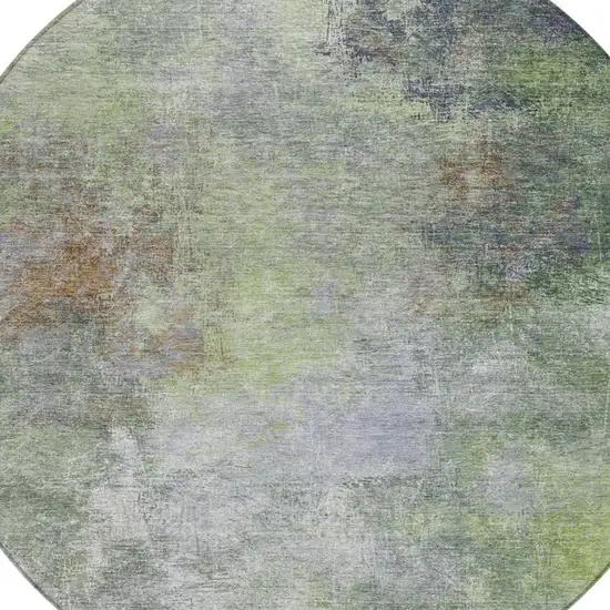 8' Fern Green And Copper Round Abstract Washable Indoor Outdoor Area Rug Photo 7
