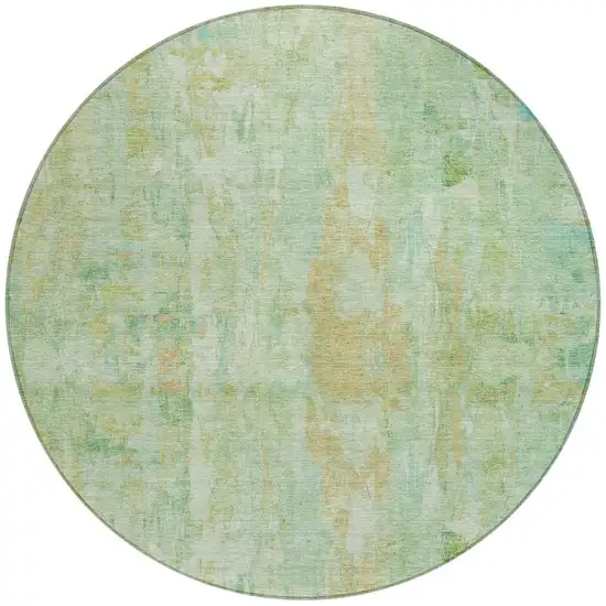 8' Fern Green And Copper Round Abstract Washable Indoor Outdoor Area Rug Photo 4