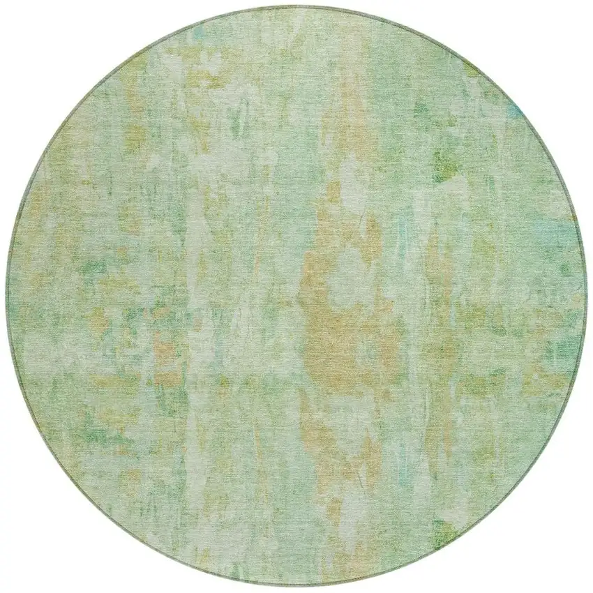 8' Fern Green And Copper Round Abstract Washable Indoor Outdoor Area Rug Photo 4