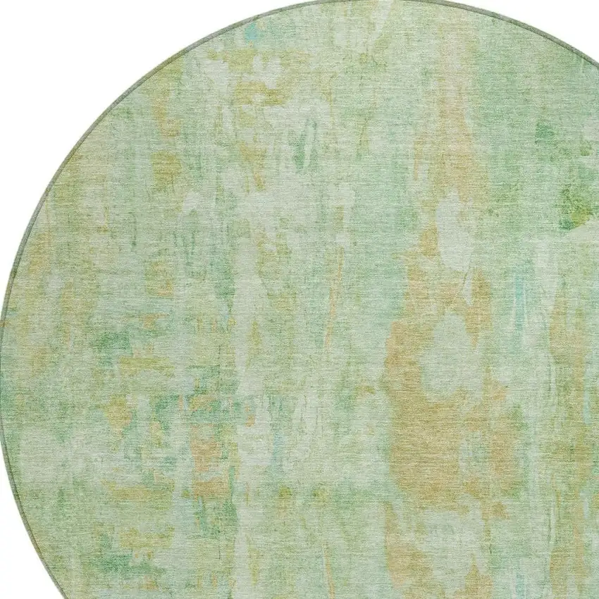 8' Fern Green And Copper Round Abstract Washable Indoor Outdoor Area Rug Photo 7
