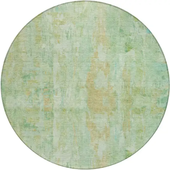 8' Fern Green And Copper Round Abstract Washable Indoor Outdoor Area Rug Photo 2