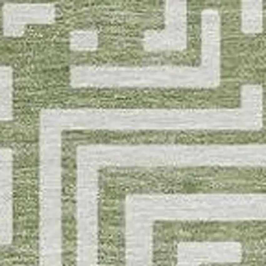 8' Fern Green And Copper Round Geometric Washable Indoor Outdoor Area Rug Photo 4