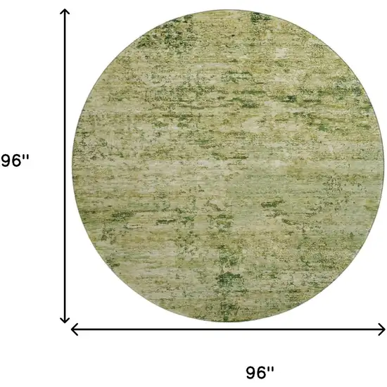 8' Fern Green And Gold Abstract Washable Round Rug With UV Protection Photo 9