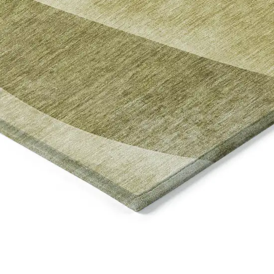 8' Fern Green And Gold Round Abstract Washable Indoor Outdoor Area Rug Photo 8