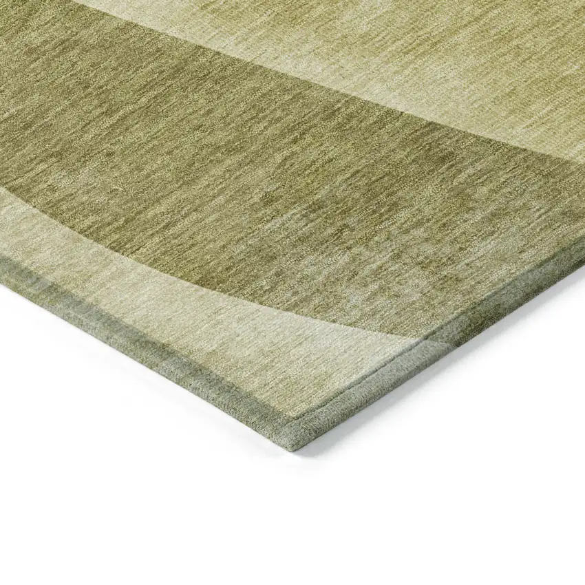 8' Fern Green And Gold Round Abstract Washable Indoor Outdoor Area Rug Photo 8