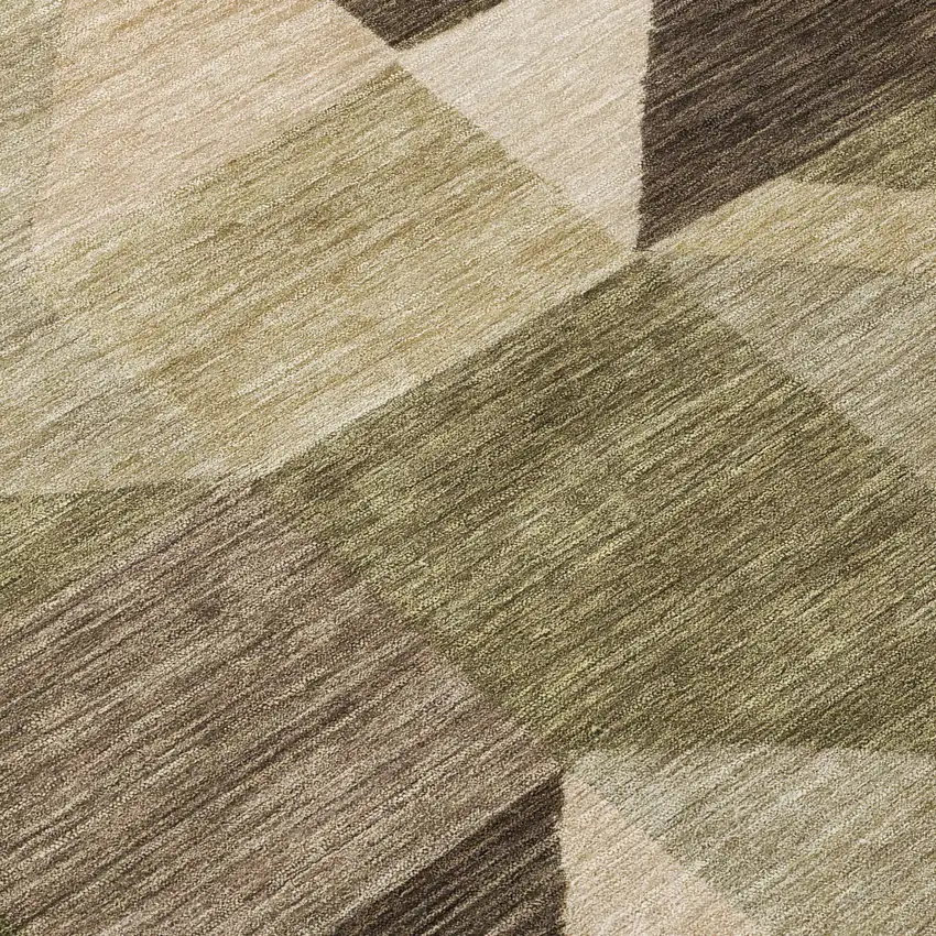 8' Fern Green And Gold Round Geometric Washable Indoor Outdoor Area Rug Photo 9