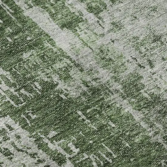 8' Fern Green And Gray Abstract Washable Round Rug With UV Protection Photo 9