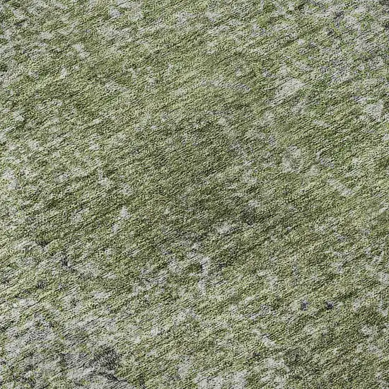 8' Fern Green And Gray Abstract Washable Round Rug With UV Protection Photo 9