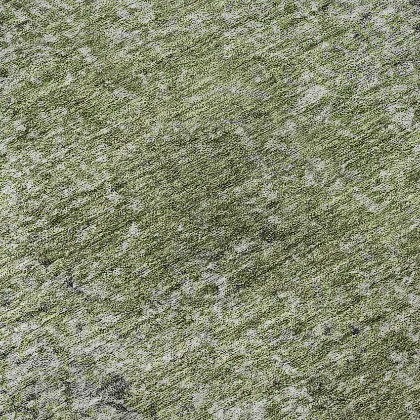 8' Fern Green And Gray Abstract Washable Round Rug With UV Protection Photo 9