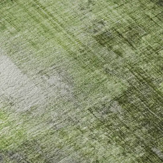 8' Fern Green And Gray Abstract Washable Round Rug With UV Protection Photo 8