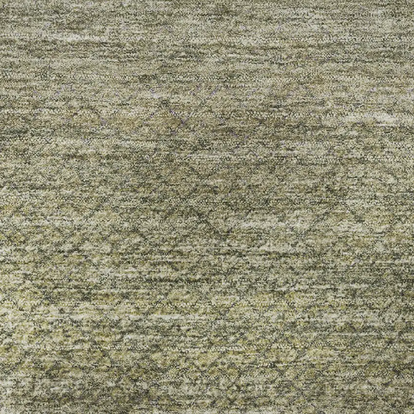 8' Fern Green And Gray Geometric Washable Round Rug With UV Protection Photo 9