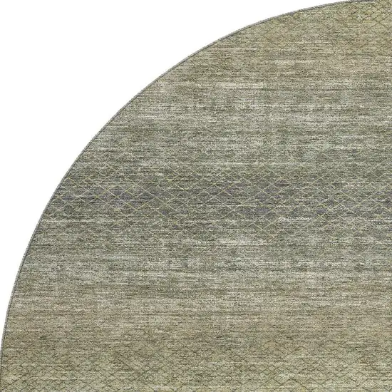 8' Fern Green And Gray Geometric Washable Round Rug With UV Protection Photo 4