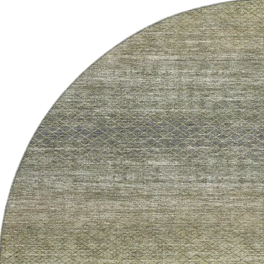 8' Fern Green And Gray Geometric Washable Round Rug With UV Protection Photo 4