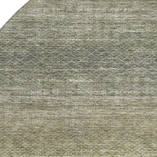 8' Fern Green And Gray Geometric Washable Round Rug With UV Protection Photo 3