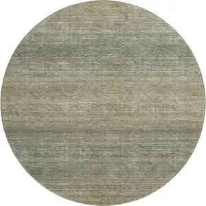 Photo of 8' Fern Green And Gray Geometric Washable Round Rug With UV Protection