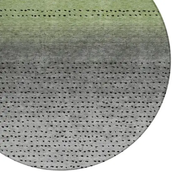 8' Fern Green And Gray Round Abstract Washable Indoor Outdoor Area Rug Photo 8