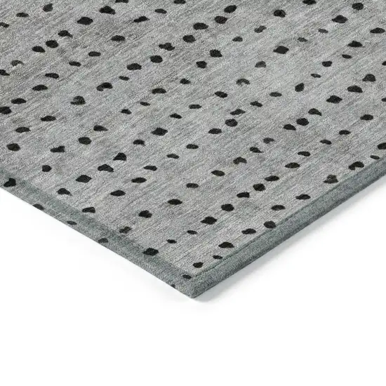 8' Fern Green And Gray Round Abstract Washable Indoor Outdoor Area Rug Photo 7