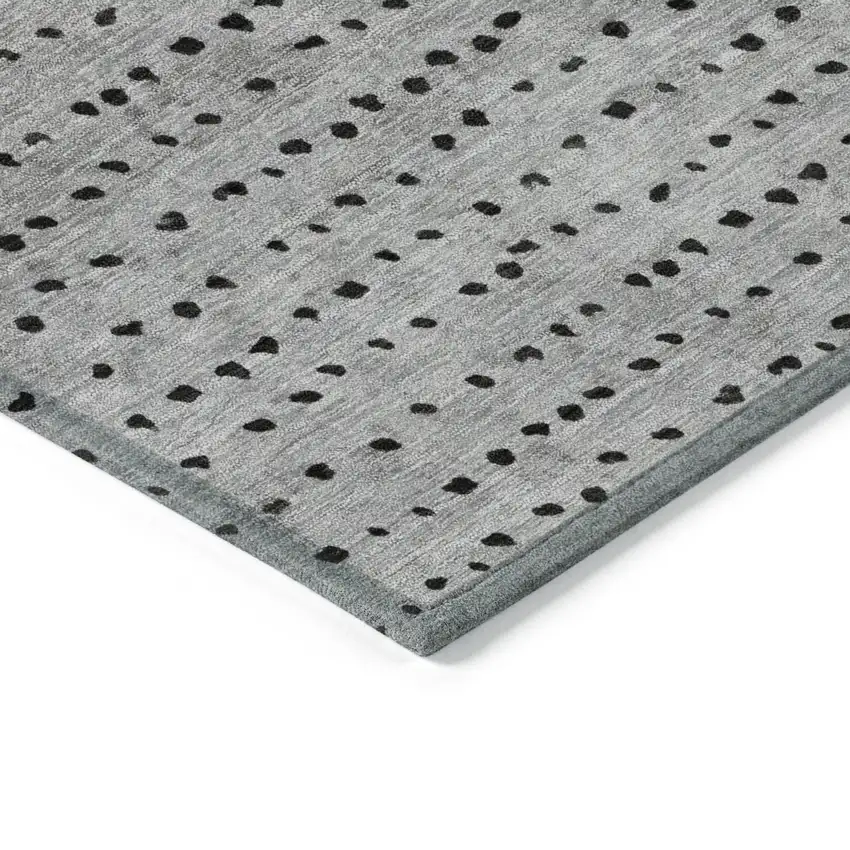 8' Fern Green And Gray Round Abstract Washable Indoor Outdoor Area Rug Photo 7