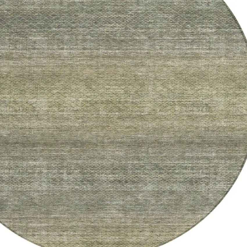 8' Fern Green And Gray Round Geometric Washable Indoor Outdoor Area Rug Photo 8