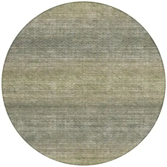 8' Fern Green And Gray Round Geometric Washable Indoor Outdoor Area Rug Photo 3