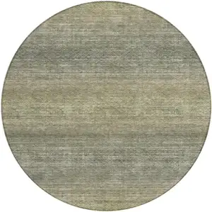Photo of 8' Fern Green And Gray Round Geometric Washable Indoor Outdoor Area Rug