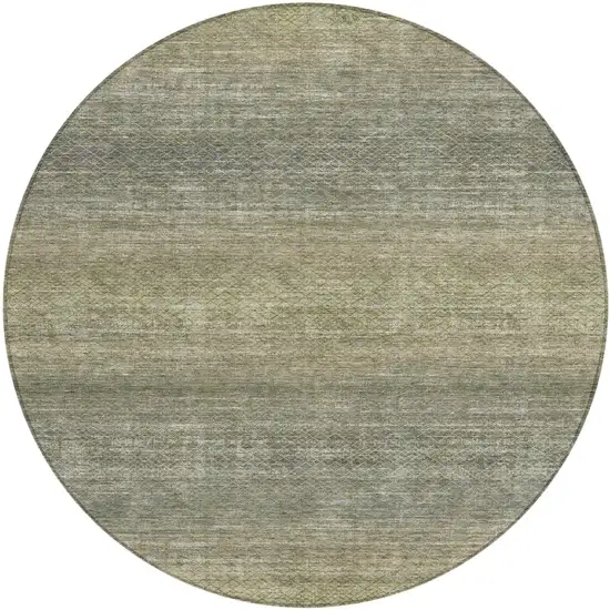 8' Fern Green And Gray Round Geometric Washable Indoor Outdoor Area Rug Photo 1