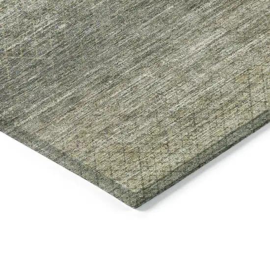 8' Fern Green And Gray Round Geometric Washable Indoor Outdoor Area Rug Photo 7