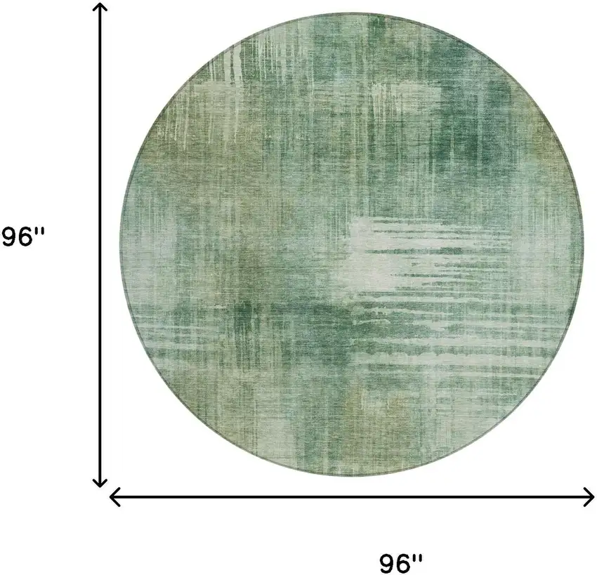 8' Fern Green And Green Round Abstract Washable Indoor Outdoor Area Rug Photo 7