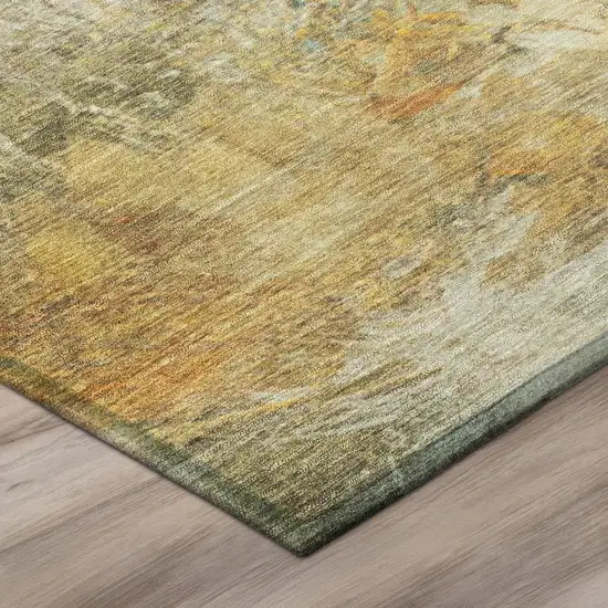 8' Fern Green And Green Round Abstract Washable Indoor Outdoor Area Rug Photo 9