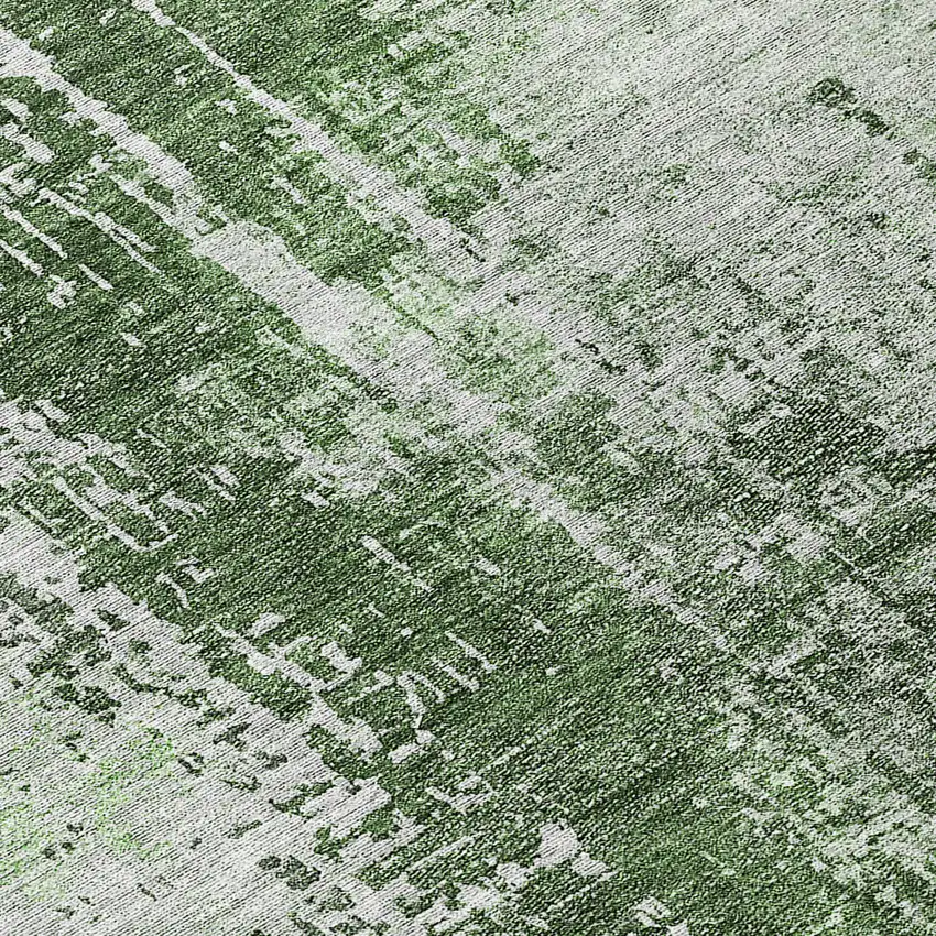 8' Fern Green And Green Round Abstract Washable Indoor Outdoor Area Rug Photo 8
