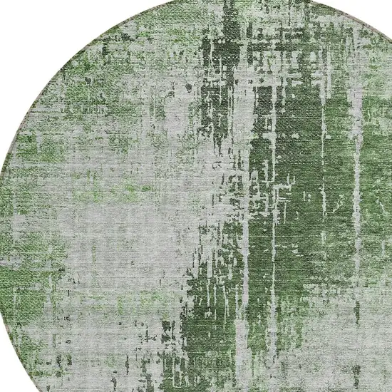 8' Fern Green And Green Round Abstract Washable Indoor Outdoor Area Rug Photo 4