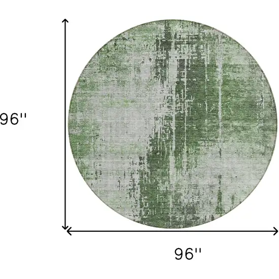 8' Fern Green And Green Round Abstract Washable Indoor Outdoor Area Rug Photo 3