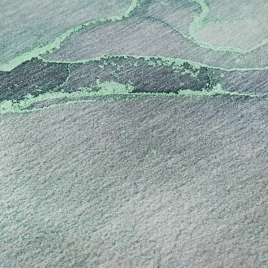 8' Fern Green And Ivory Abstract Washable Round Rug With UV Protection Photo 9