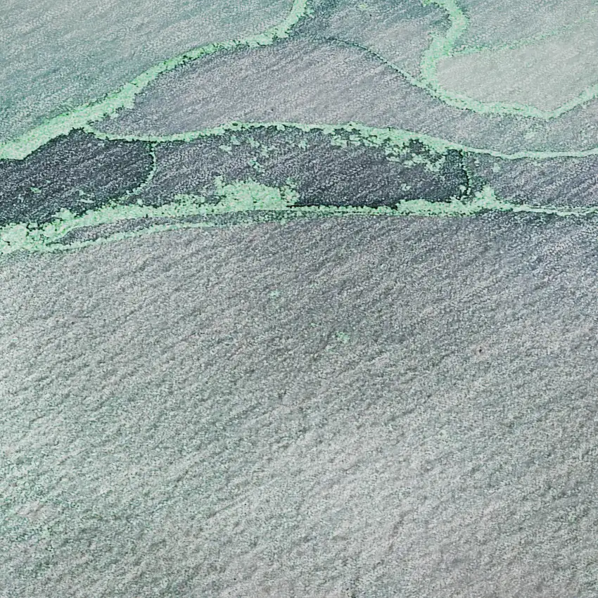 8' Fern Green And Ivory Abstract Washable Round Rug With UV Protection Photo 9