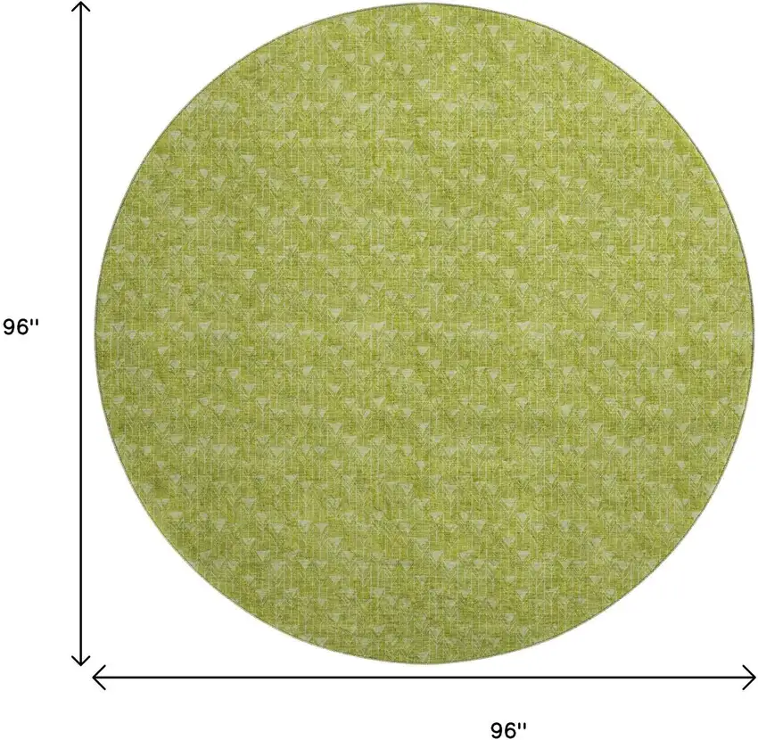 8' Fern Green And Ivory Geometric Washable Round Rug With UV Protection Photo 3