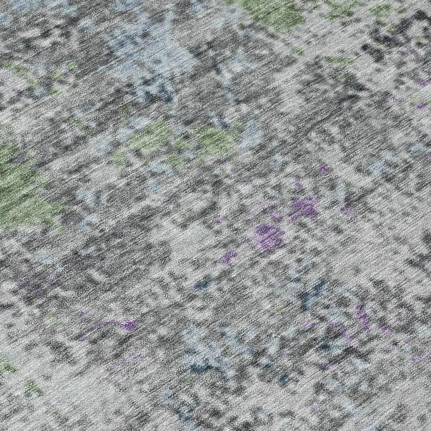 8' Fern Green And Ivory Round Abstract Washable Indoor Outdoor Area Rug Photo 9