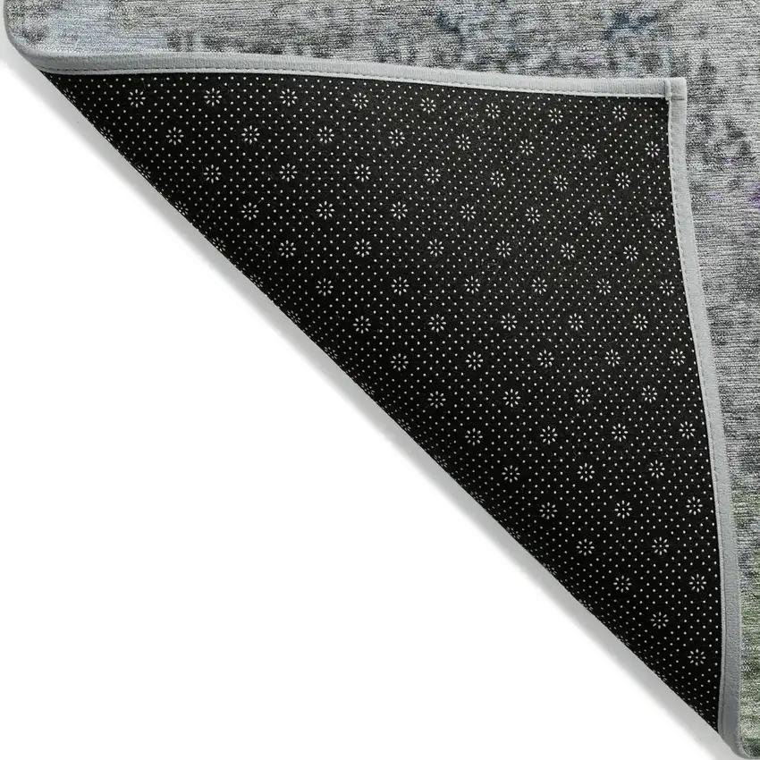 8' Fern Green And Ivory Round Abstract Washable Indoor Outdoor Area Rug Photo 8