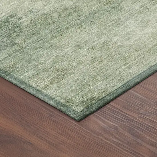 8' Fern Green And Ivory Round Abstract Washable Indoor Outdoor Area Rug Photo 8