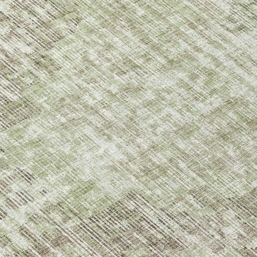 8' Fern Green And Ivory Round Geometric Washable Indoor Outdoor Area Rug Photo 9