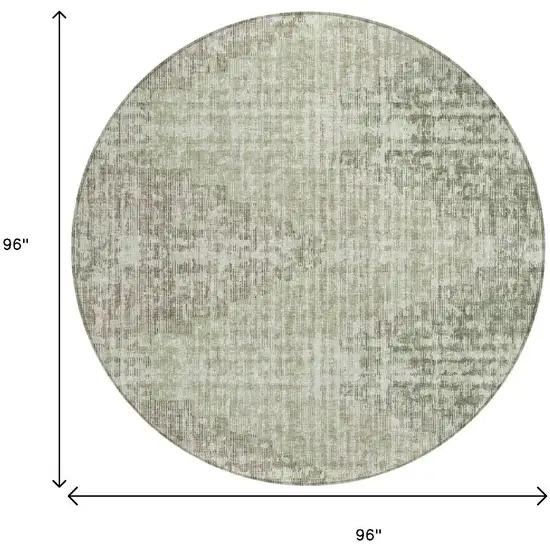 8' Fern Green And Ivory Round Geometric Washable Indoor Outdoor Area Rug Photo 8